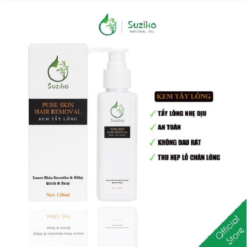 Combo Kem tẩy lông và serum ức chế mọc lông dùng cho Chân, Tay, Nách, Ngực, Bụng, Body tại nhà SUZIKO