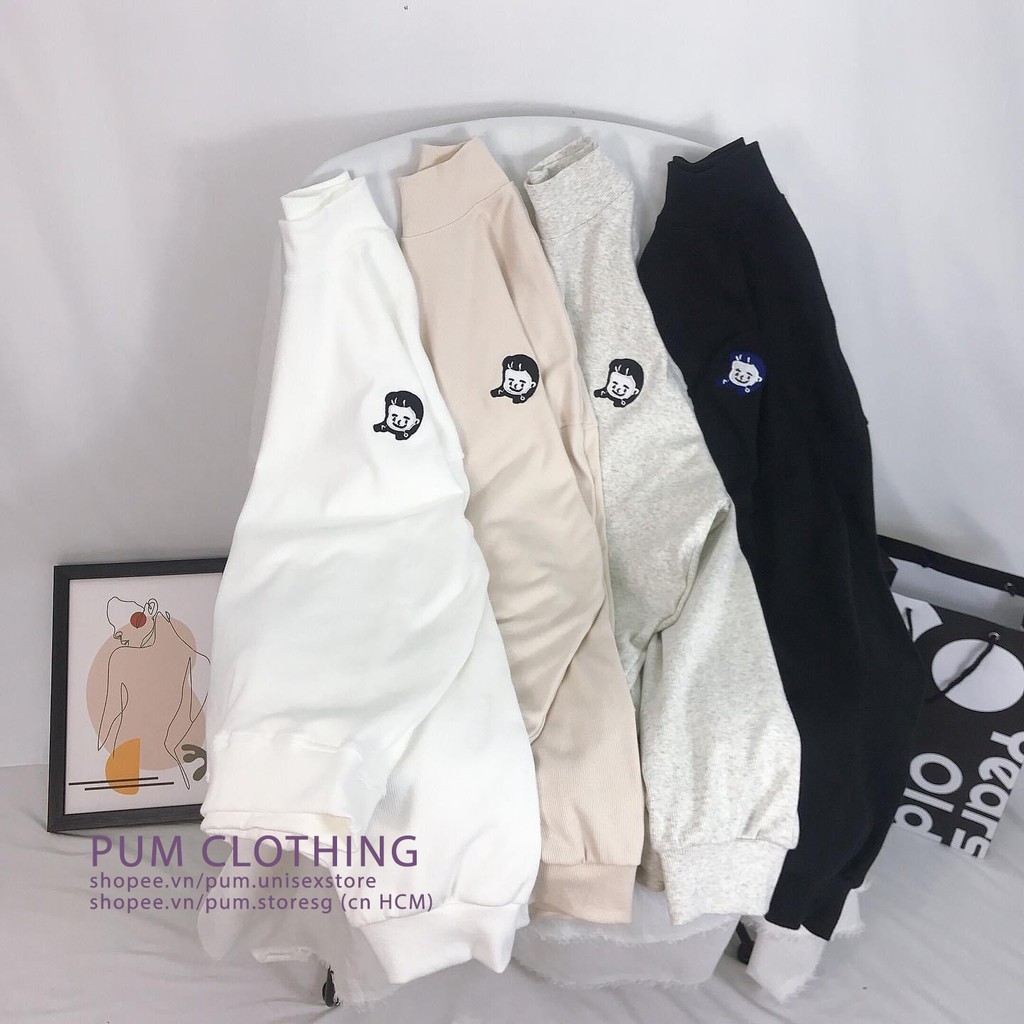 Áo SWEATER cổ lọ NANASS thêu cô gái Ulzzang 5 màu + Ảnh thật