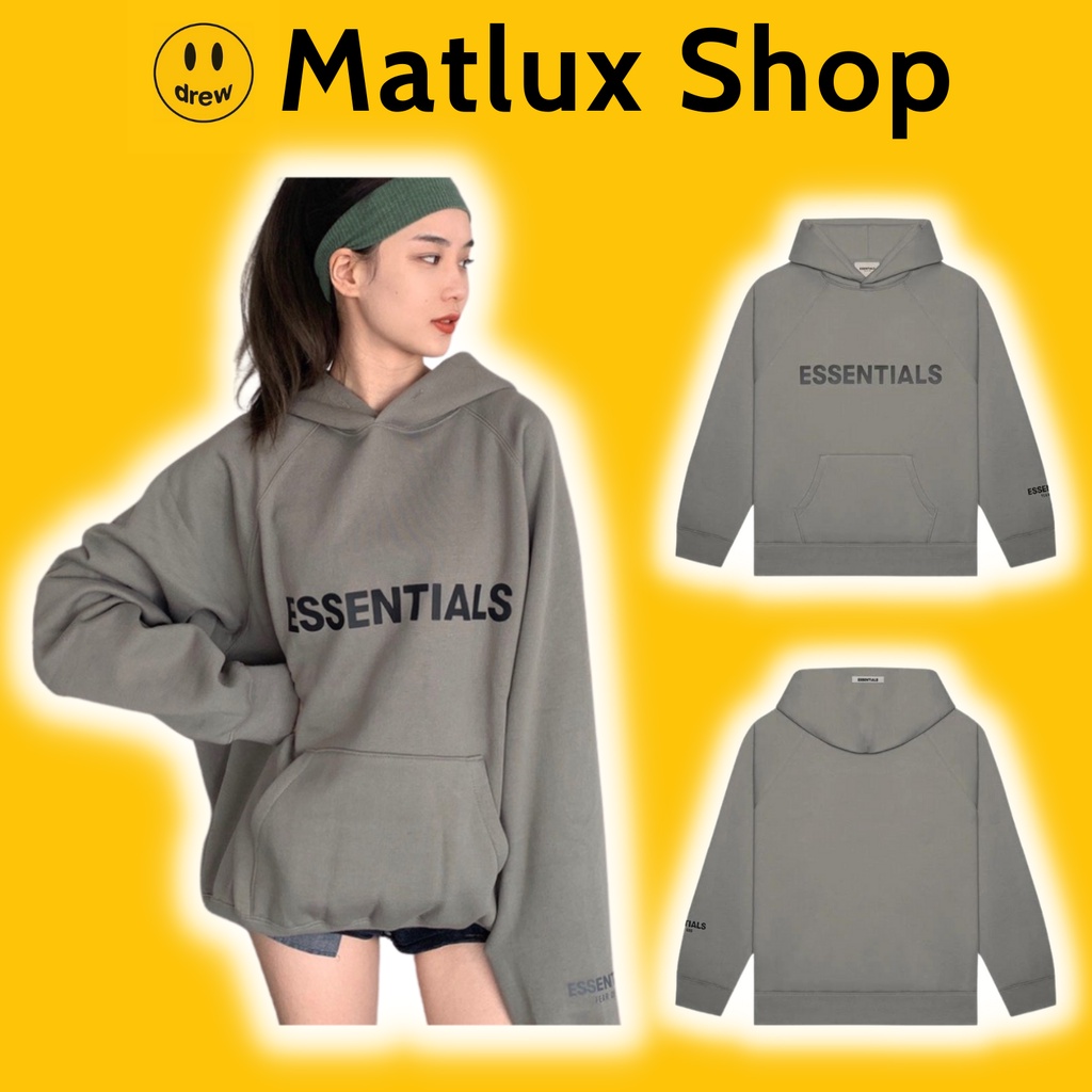 Áo hoodie Fear Of God FOG Essentials Charcoal SS20 chất liệu nỉ bông cao cấp unisex form rộng overs