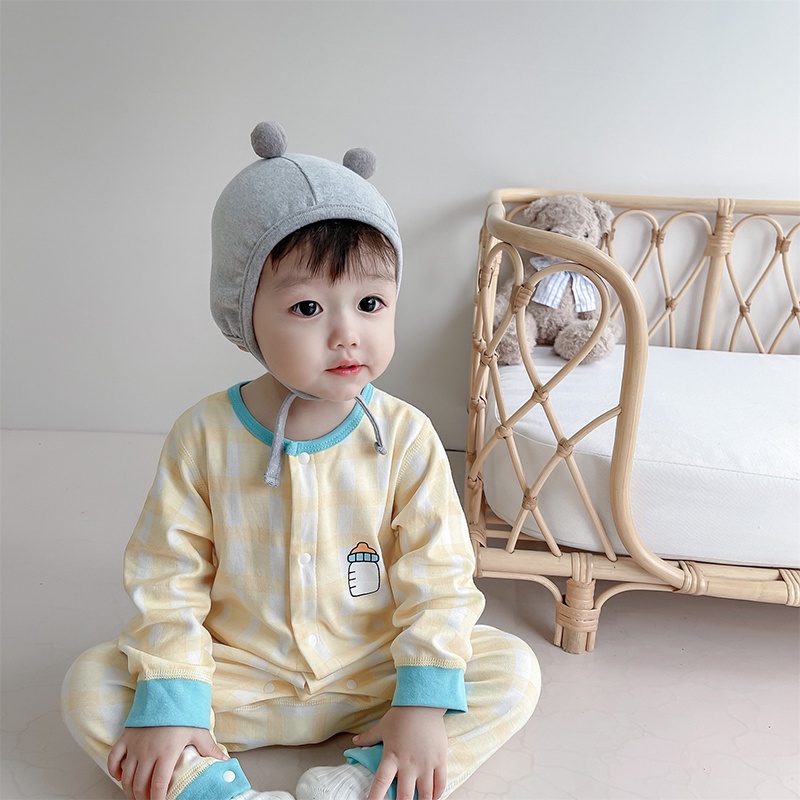 Bộ áo liền quần tay dài in hoạt hình phong cách hàn quốc dễ thương cho bé