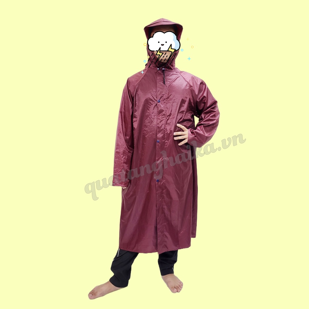 Áo mưa dây kéo măng tô - có phản quang sau lưng đủ màu, vải dù chống thấm chống ướt Cao Cấp. Hàng sản xuất tại Xưởng.