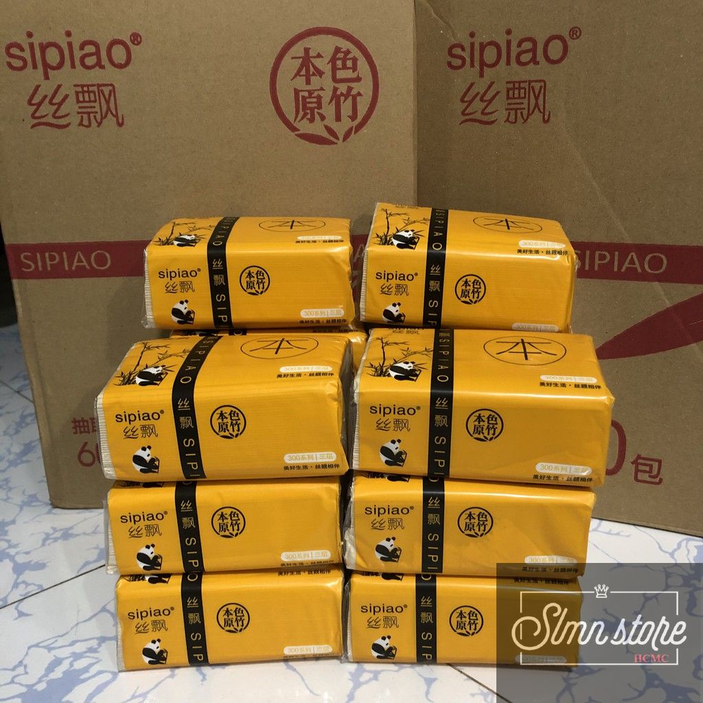 Thùng 30 gói giấy ăn gấu trúc chính hiệu Sipiao. Nguyên thùng 30 gói khăn giấy gấu trúc. SD1_Khangiay-30