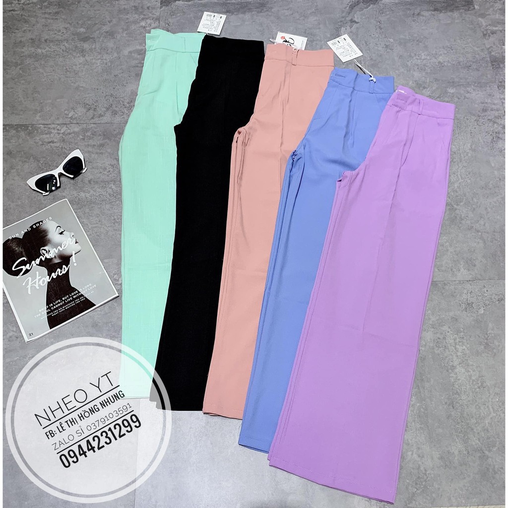 Quần Culottes Thụng Mềm - Simple pant dáng dài xuông ống rộng cullotes loe cạp khuy lưng cao nữ HOT