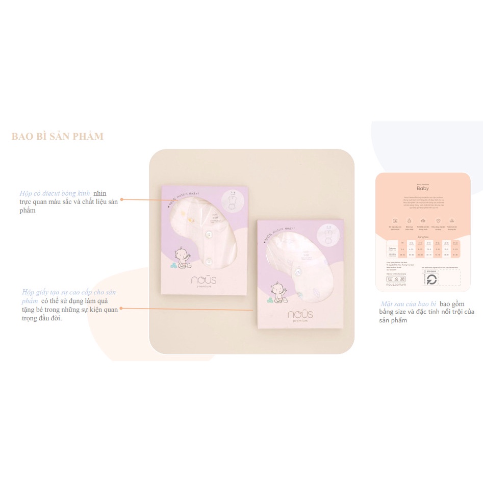 Bộ bodysuit sơ sinh ngắn tay, dài tay mềm mát, thấm hút tốt bé trai và bé gái đủ màu - Nous Bình Dương Bipbipstore