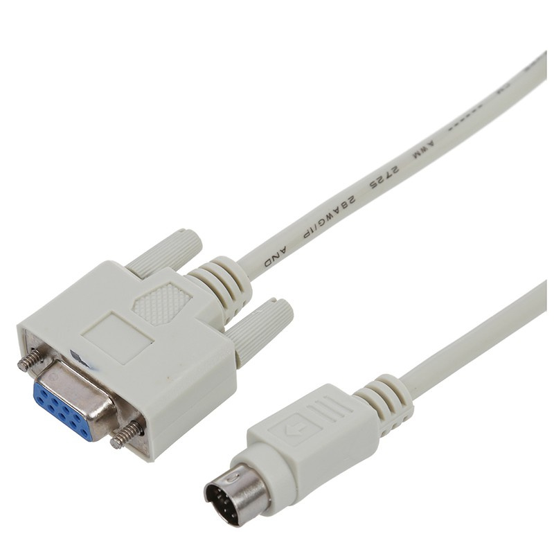 DB9P to 8P Mini Din RS232 Download Cable White 8.2 Ft for PLC DVP-EH