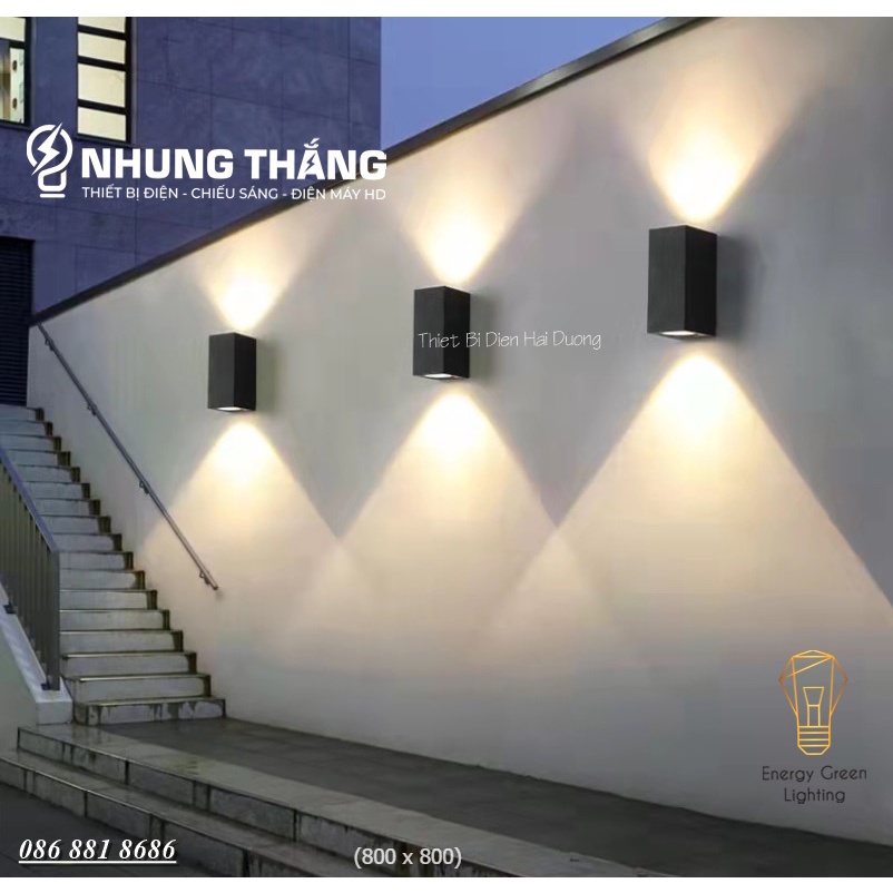 Đèn Hắt Tường Chống Nước 2 Đầu Chiếu Sáng DT-5603 - 10W Ánh Sáng Vàng Thân Nhôm - Chip Led Siêu Sáng - Bảo Hành 1 Năm