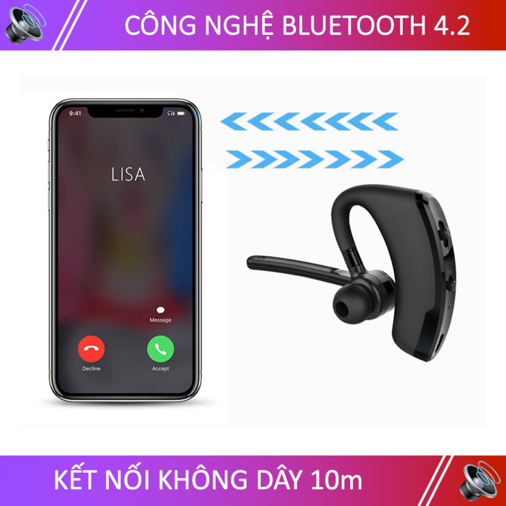 Tai nghe đàm thoại bluetooth SIDOTECH Q7 một bên có mic chống ồn chuyên nghe gọi điện thoại chơi game nghe nhạc