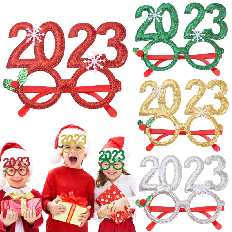 Mắt Kính Giáng Sinh / Năm Mới 2023 Lấp Lánh Trang Trí Tiệc Giáng Sinh / Năm Mới