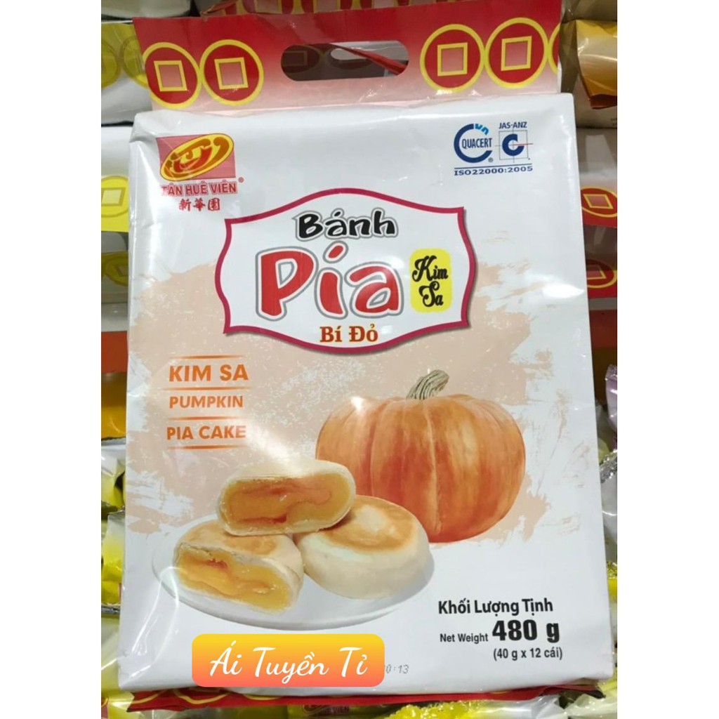 Bánh Pía Tân Huê Viên Kim Sa Bí Đỏ Túi 480gr