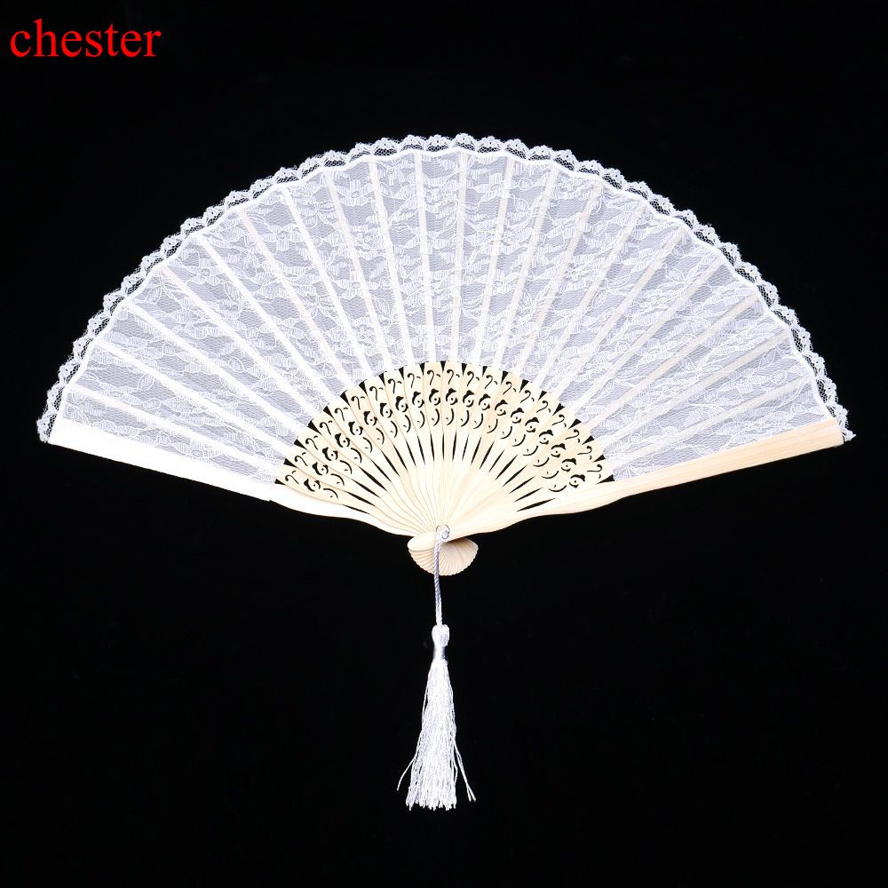 CHESTER Spanish Style Favor Fancy Dress White Folding Pocket Hand Fan for Wedding Party