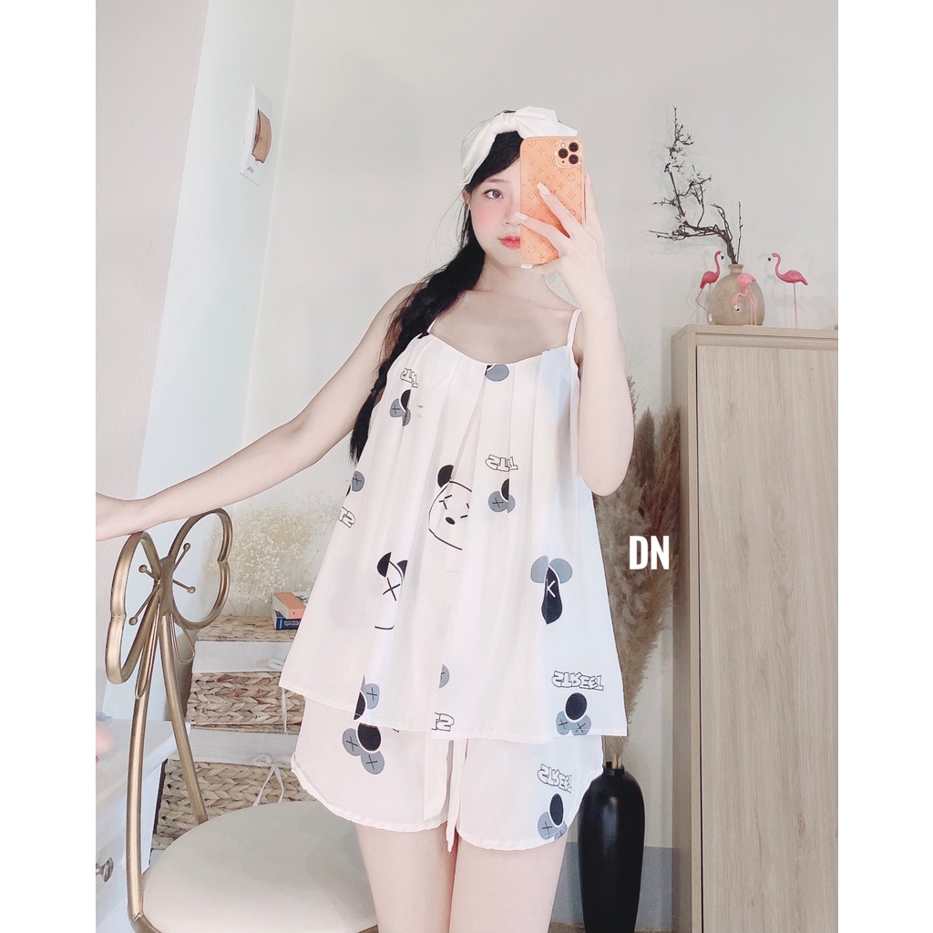 Bộ Ngủ Hai Dây Baby Lụa Satin Cao Cấp - Bộ Đồ Pijama Boody BV06 | BigBuy360 - bigbuy360.vn