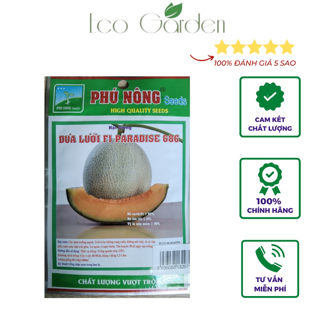 Hạt giống Dưa lưới F1 Paradise 686 Phú Nông - 10 hạt