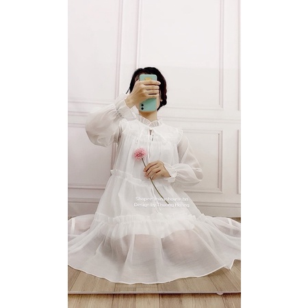 Váy babydoll công chúa trắng xếp tầng / mina’s house