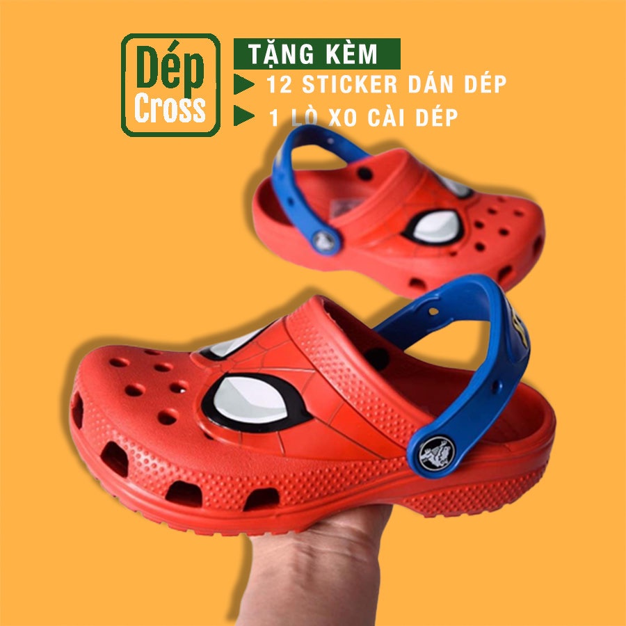 Dép Cross cho bé trai Band Classic Croos Spider Man Kids Hàng Chính Hãng Size 24 Đến 35 - Tặng 6 sticker