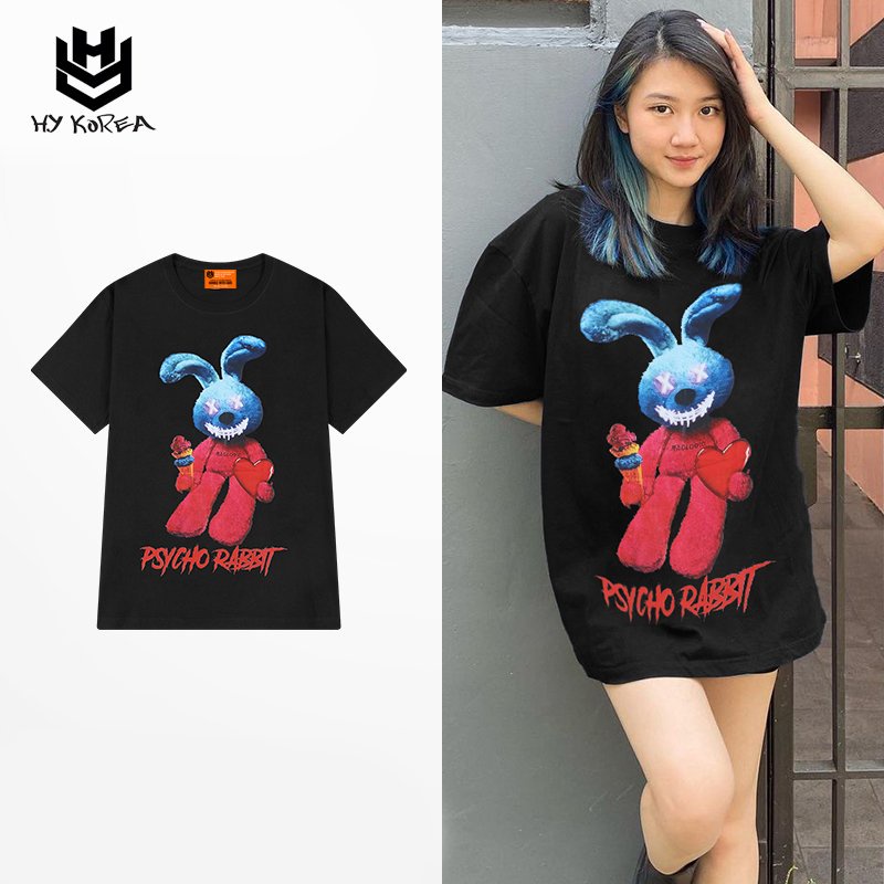 Áo Thun Tay Lỡ HY KOREA Phom Rộng Unisex nam nữ 45-80kg Spycho Rabbit TLLC48