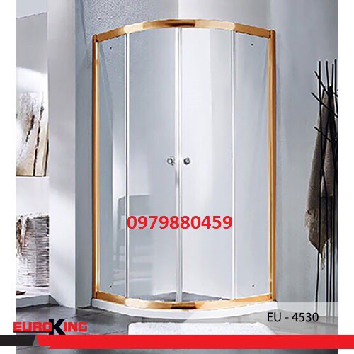 Phòng tắm vách kính cửa lùa Euroking EU- 4530 gold cường lực