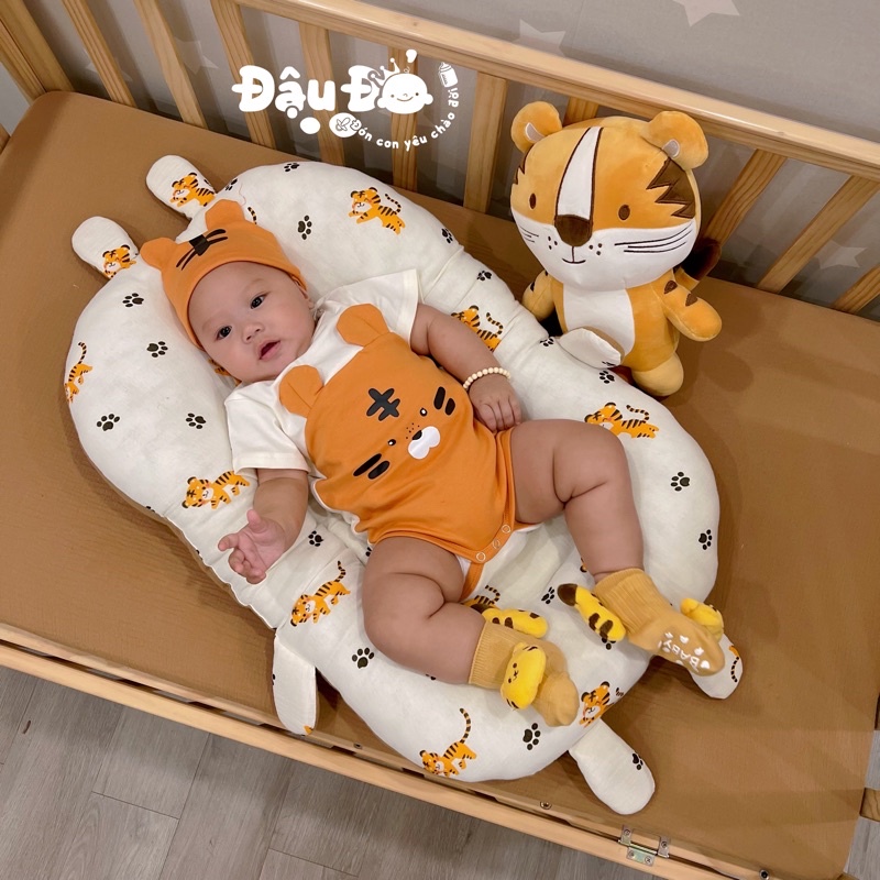 🎁 Nôi chung giường 0-18m. lõi bông vỏ sợi tre Muslin. dùng 2 mặt hoạ tiết