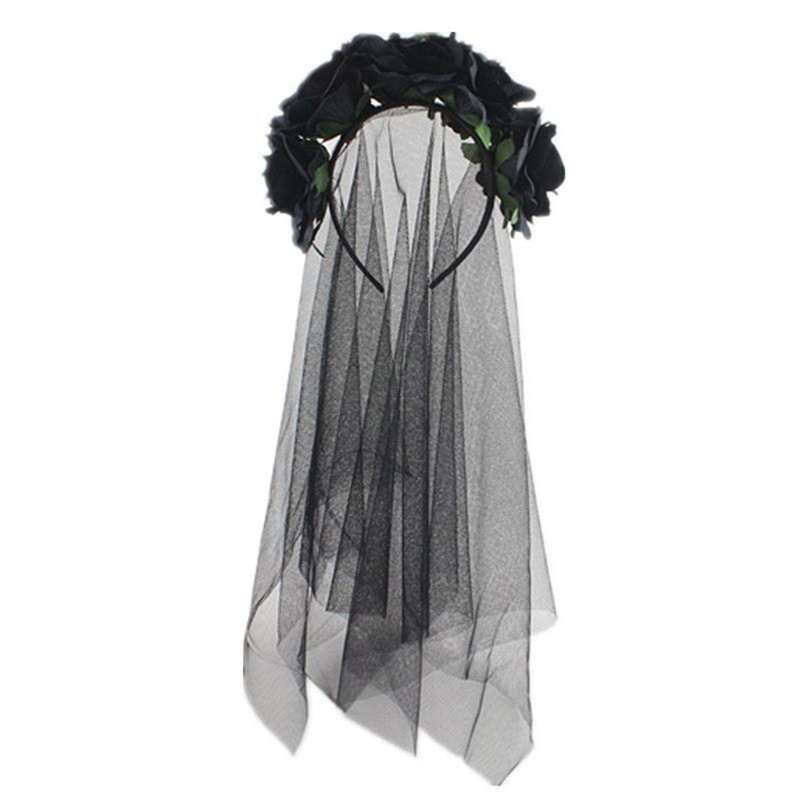 Băng Đô Vải Lưới Phối Ren Hoa Hóa Trang Lễ Halloween