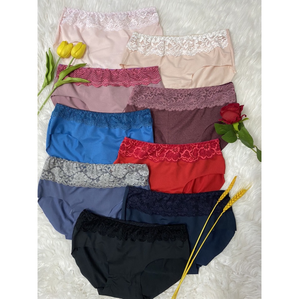 Quần Lót Nữ Chip Su Đúc Thông Hơi Phối Ren