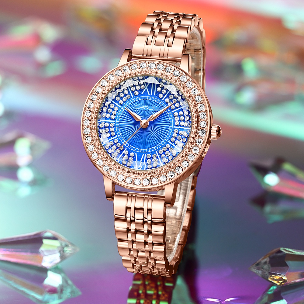 Đồng hồ CRRJU 5001 máy quartz dây thép không gỉ phong cách thể thao thời trang thanh lịch chống thấm nước dành cho nữ