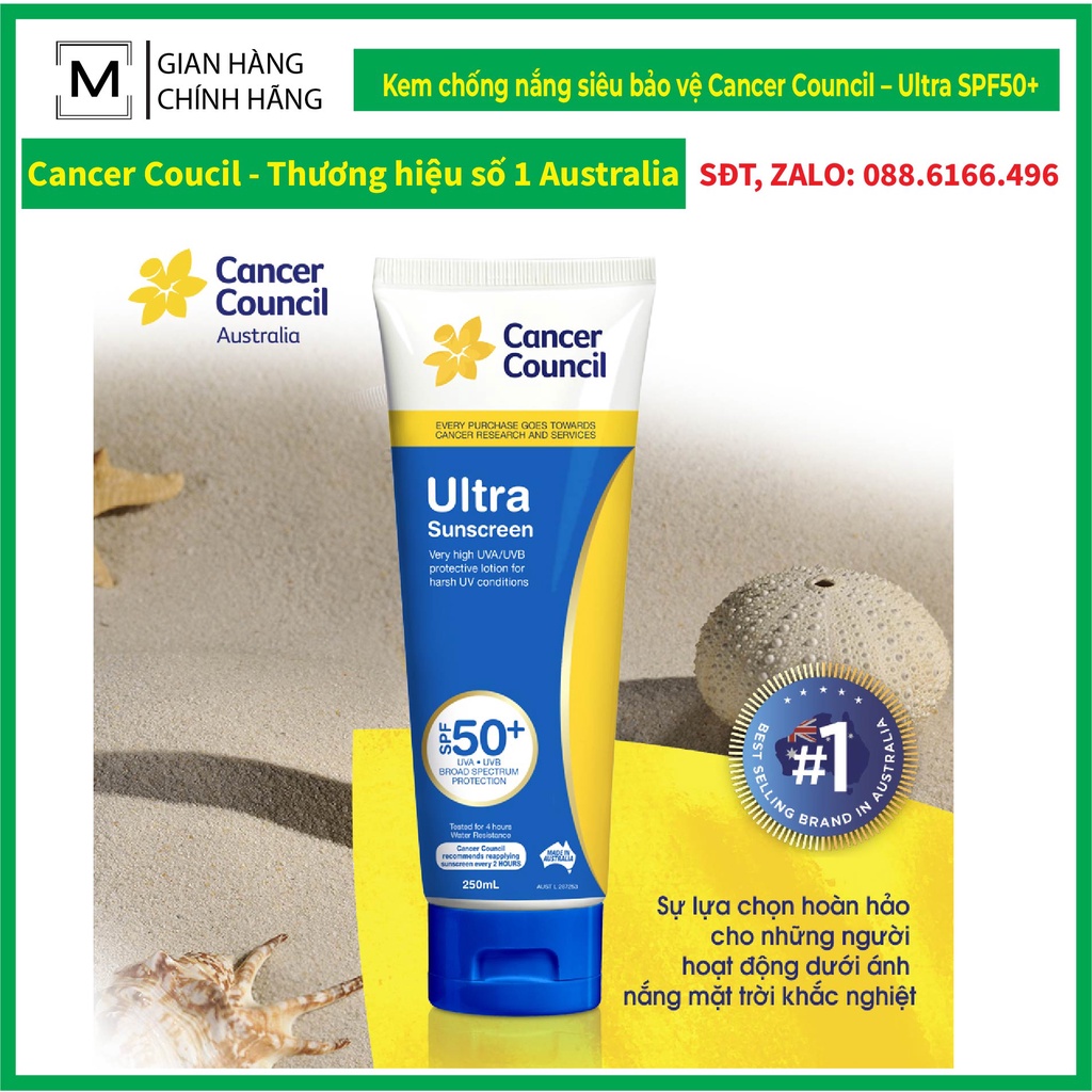 Kem chống nắng siêu bảo vệ Cancer Council – Ultra SPF50+ 35ml/110ml/250ml