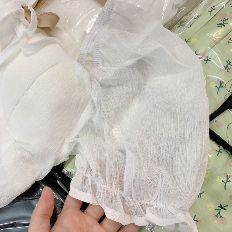 Đầm/Váy trắng cổ vuông phối dây có mút ngực | BigBuy360 - bigbuy360.vn