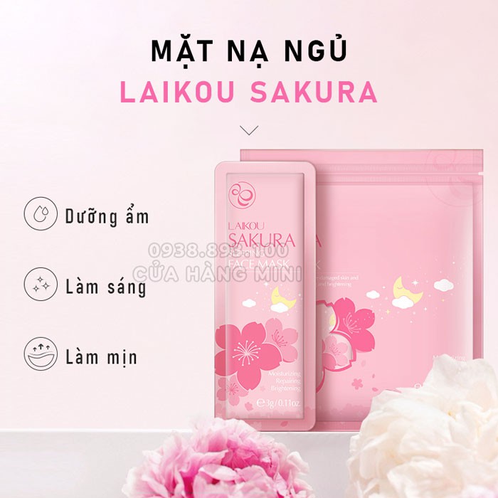 Túi 15 Gói Mặt Nạ Ngủ Hoa Anh Đào Laikou Sakura Sleeping Face Mask