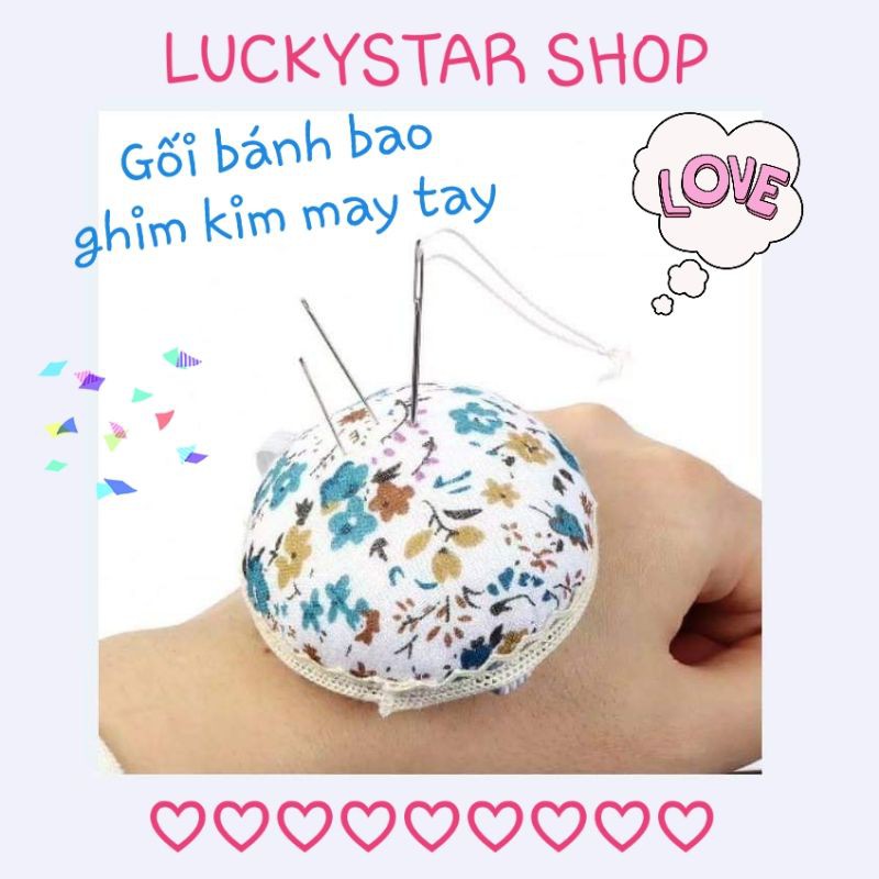 ♡ Gối Ghim Kim Bánh Bao có dây đeo, ghim kim may tay, kim thêu, kim gút, kim may máy, xinh xắn, dễ thuơng.