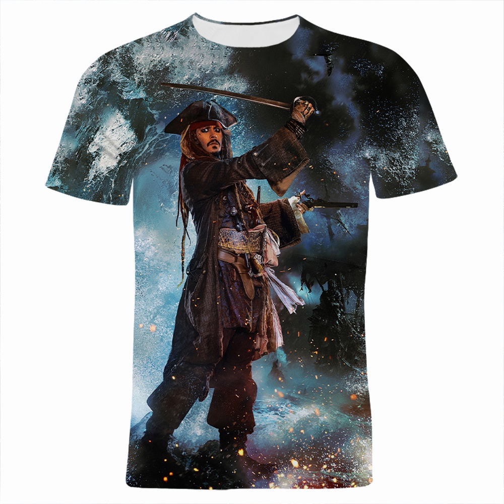 Áo Thun Tay Ngắn In Họa Tiết Hoạt Hình Pirates of the Caribbean 3D Thời Trang Đường Phố Mùa Hè Cho Nam Và Nữ