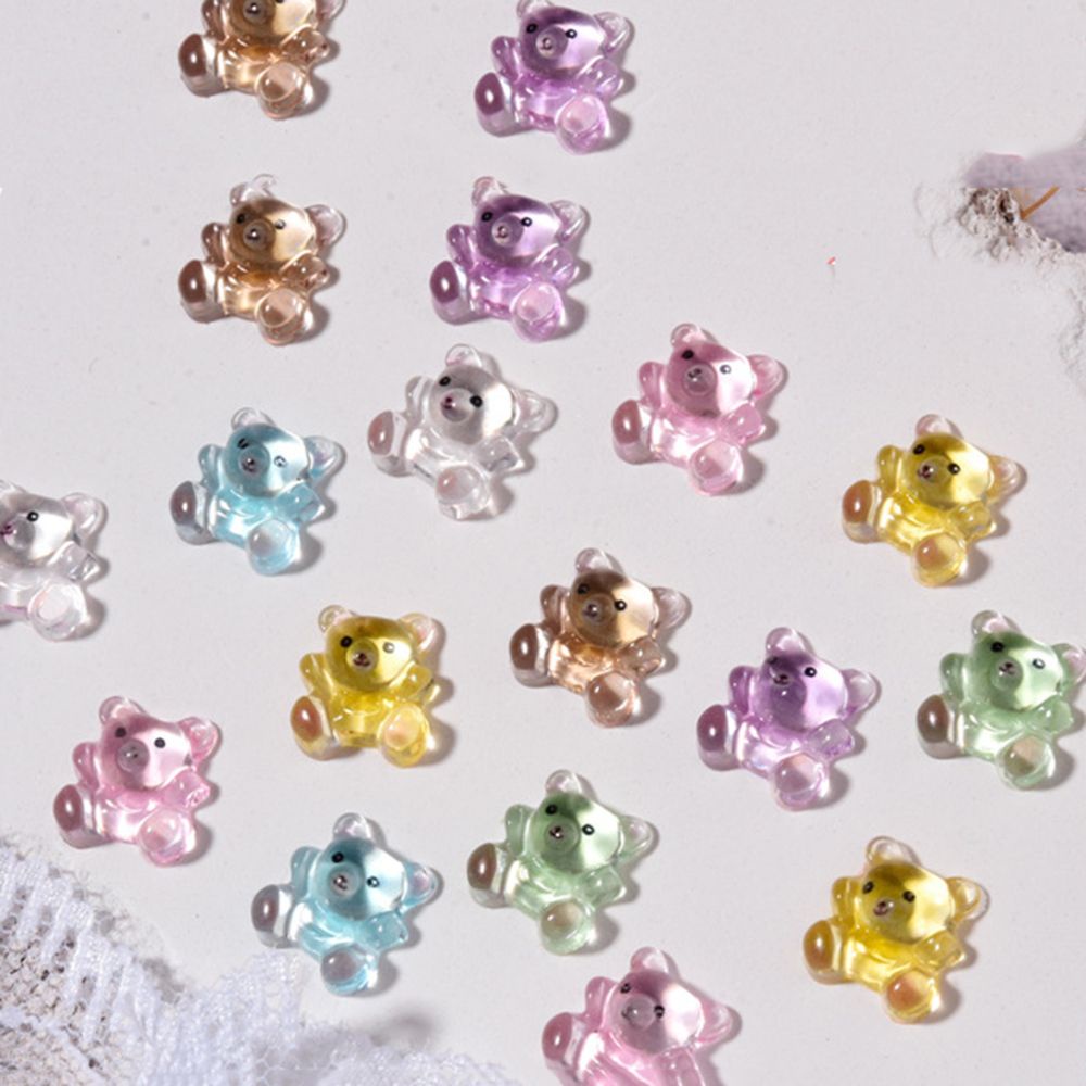 [Hàng mới về] Hạt Đính Móng Tay Trang Trí Nghệ Thuật Tự Làm Bằng Nhựa Resin Trong Suốt Gấu Hoạt Hình Màu Kẹo Đáng Yêu
