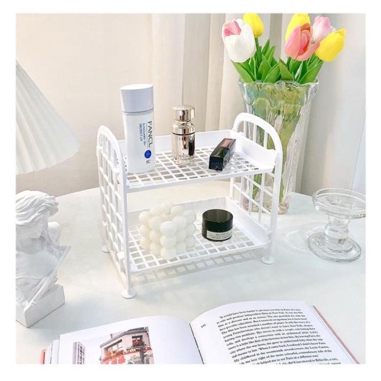 [FREESHIP] Kệ Nhựa Mini 2 Tầng Decor Bàn Học Đựng Đồ Siêu Xinh