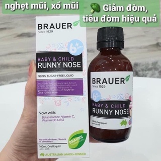 Thực Phẩm Chức Năng Brauer Runny Nose Siro Hỗ Trợ Làm Giảm Sổ Mũi Nghẹt Mũi Cho Bé Từ 6 Tháng 100ml