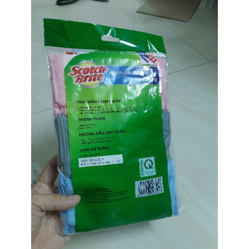 Khăn lau bếp Microfiber tiện dụng Scotch Brite 3M 30 x 30cm(Lốc 3 cái)