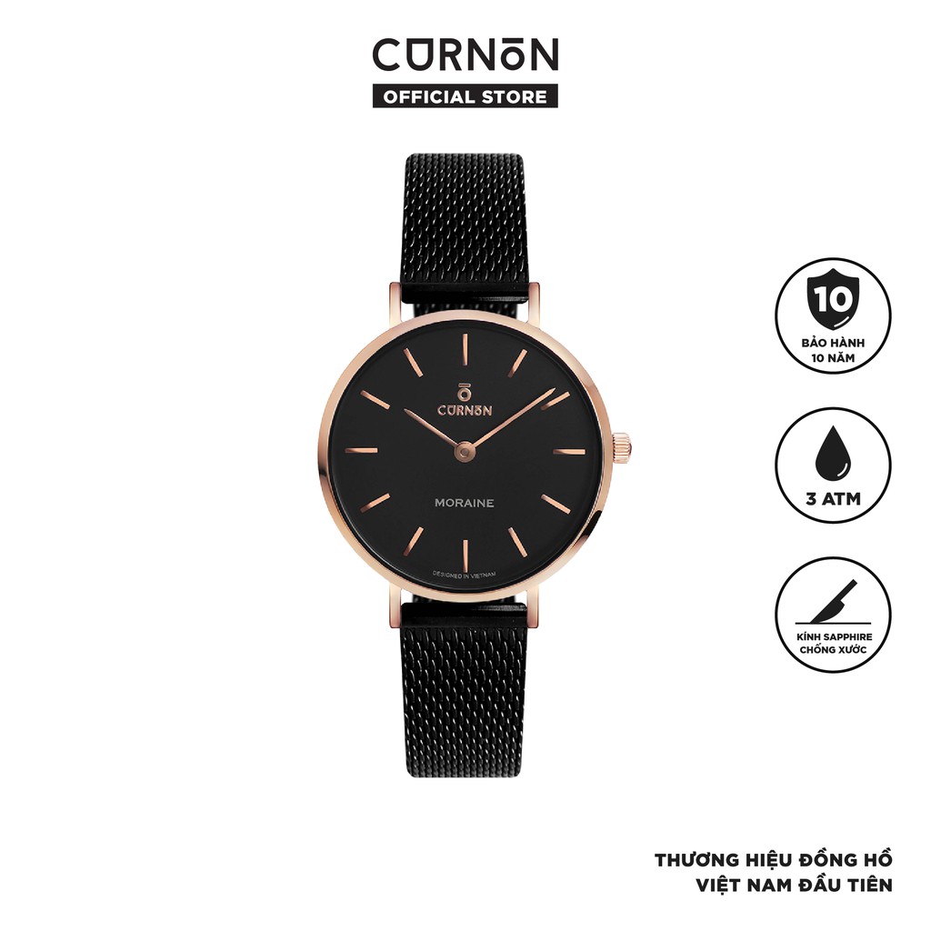 Đồng hồ nữ Curnon Moraine Lace dây kim loại chính hãng, thiết kế mặt nhỏ thời trang