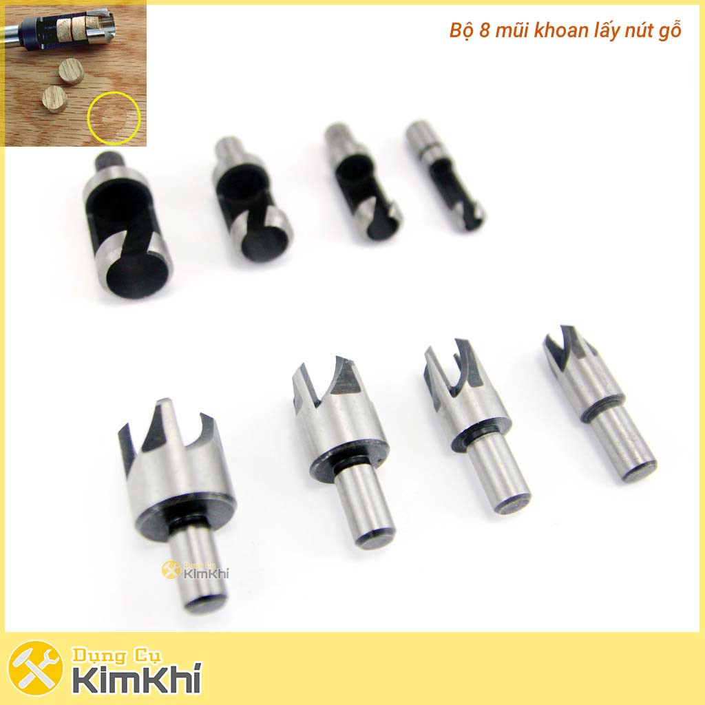 Bộ 8 mũi khoan lấy nút gỗ Φ6mm-Φ16mm