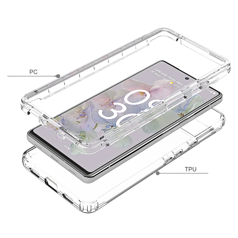 Ốp Điện Thoại Trong Suốt Chống Sốc Màu Gradient 2 Trong 1 Bảo Vệ Cho Google Pixel 6A