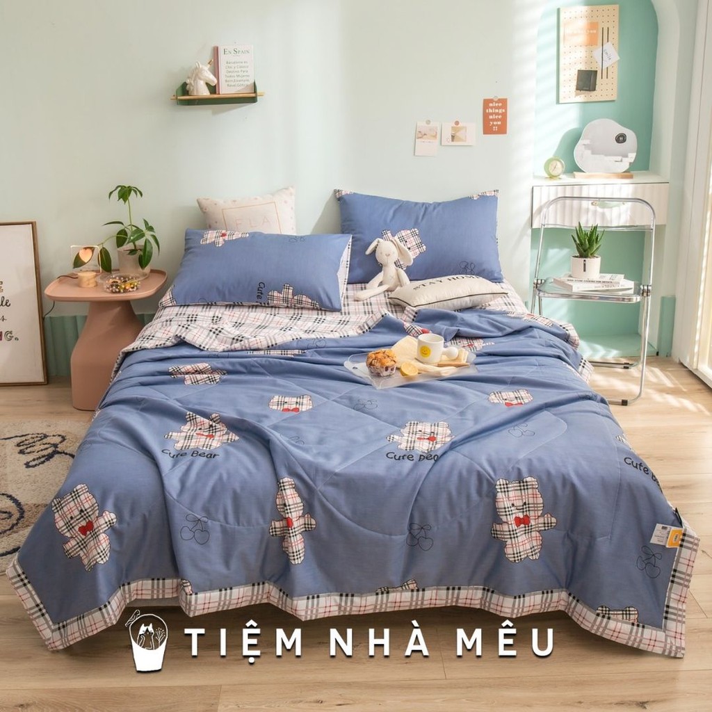 (Tặng kèm túi đựng ) Bộ Chăn Chần Ga Gối Cotton Living✨ m6/m8/2m✨Sét 4 Món Cotton 100% Hàn Hàng Loại 1 Chất Đẹp