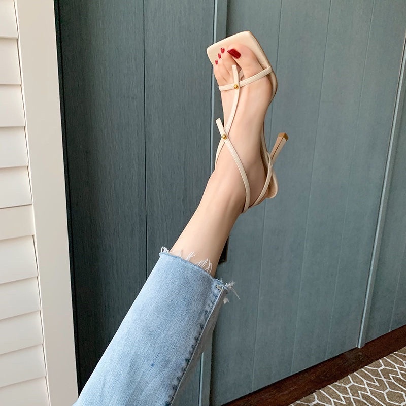 Sandal Cao Gót 5 Phân Quai Mảnh Xỏ Ngón