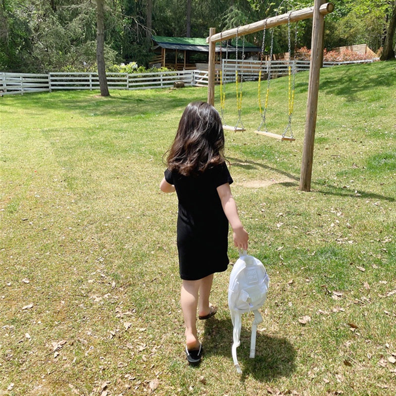 Đầm Thun Dài Tay Ngắn In Hình Chuột Mickey Hoạt Hình Thời Trang Mùa Hè Dành Cho Bé Gái