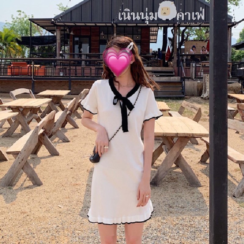 Đầm dệt kim Perty thời trang mùa hè phong cách Hàn Quốc đơn giản ngọt ngào cho nữ