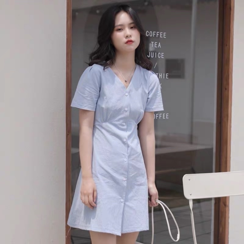 Váy đũi thô cột dây eo thanh lịch nhẹ nhàng nữ tính