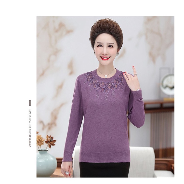 ( HÀNG SẴN) Áo Len Trung Niên Phối Ren Sang Trọng Cho Mẹ AL55 - Hàng Quảng Châu Cao Cấp