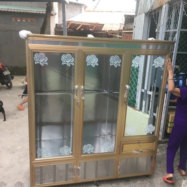 [HÀNG ĐẶT SIÊU ĐẸP] Tủ nhôm kính quần áo buồng có ngăn kéo KT: 180x55x180cm - TNKQAB1818