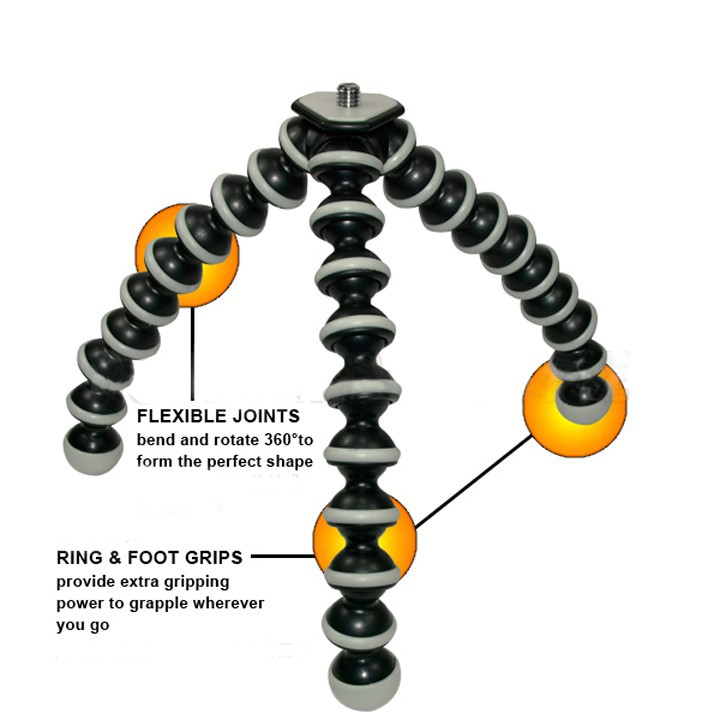 Giá đỡ 3 chân, tripod 3 chân điện thoại, máy ảnh bạch tuộc thoải mái sáng tạo góc chụp.Tặng kẹp điện thoại