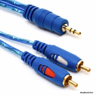 Dây Loa Màu Xanh 1 Đầu 3.5 Ra 2 Đầu Av (Rca) Dài 1.5M Chống Nhiễu