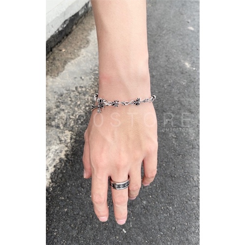 Nhẫn Chrome Heart Họa Tiết, Nhẫn Nam Nữ Thép Titan Chống Gỉ