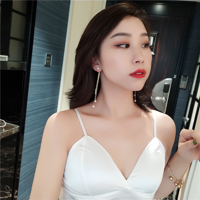 Đôi Bông Tai Dáng Rơi Họa Tiết Ngọc Trai Thời Trang Cho