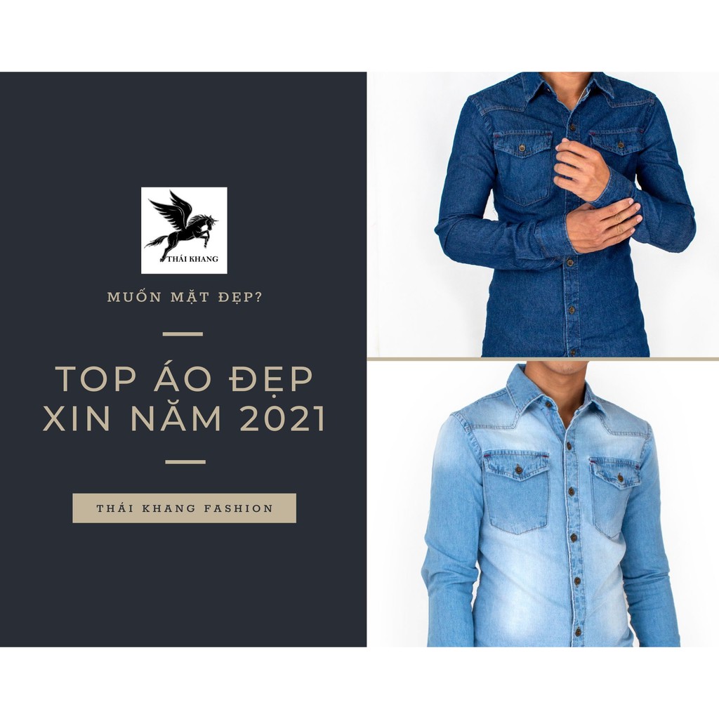 áo jean nam dài tay cao cấp vải cotton dày đẹp hàng chuẩn size vải đẹp | BigBuy360 - bigbuy360.vn