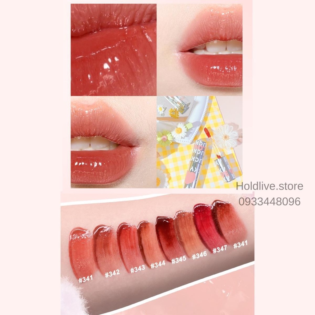 Son bóng tint Gogo tales Lucky may mắn Pink Rippling GT340 son gogotales trái tim lên màu chuẩn lì mỏng nhẹ mọng môi