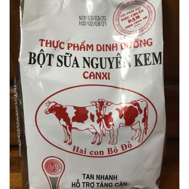 Bột Sữa Nguyên Kem Hai Con Bò Đỏ - Giúp tăng canxi và tăng cân